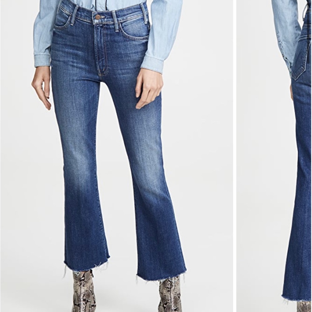 MOTHER The Hustler High Waist Ankle Fray Jeans - Medium Wash
